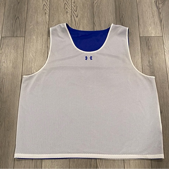 Under Armour Double Reversible Basketball Jersey Men's *XL Blue/White Mesh Tank - Picture 6 of 12
